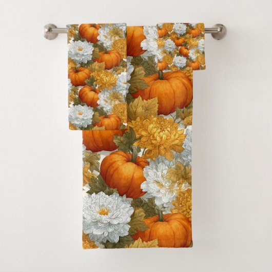 Pumpkins & Chrysanthemas Fall Design Badhandtuch Set (Insitu)