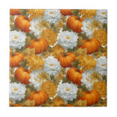 Pumpkins & Chrysanthemas Fall Design Fliese (Vorderseite)