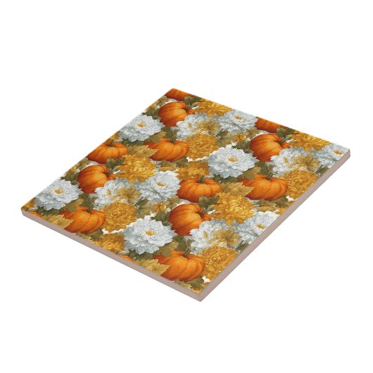 Pumpkins & Chrysanthemas Fall Design Fliese (Seite)