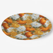 Pumpkins & Chrysanthemas Fall Design Pappteller (Schrägansicht)