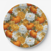 Pumpkins & Chrysanthemas Fall Design Pappteller (Vorderseite)