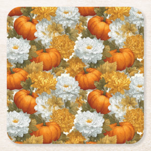 Pumpkins & Chrysanthemas Fall Design Rechteckiger Pappuntersetzer