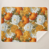 Pumpkins & Chrysanthemas Fall Design Sherpadecke (Vorderseite (Horizontal))