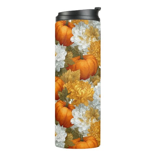 Pumpkins & Chrysanthemas Fall Design Thermosbecher (Nach links gedreht)