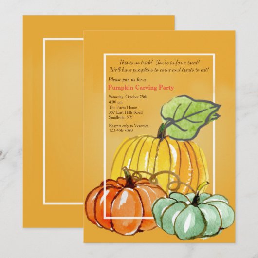 Pumpkins Drei Einladung (Vorne/Hinten)