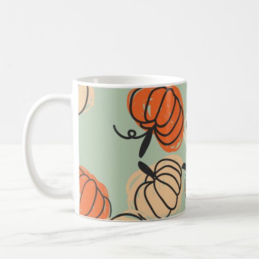 Pumpkins: Erntedank nahtlos Muster. Kaffeetasse (Links)