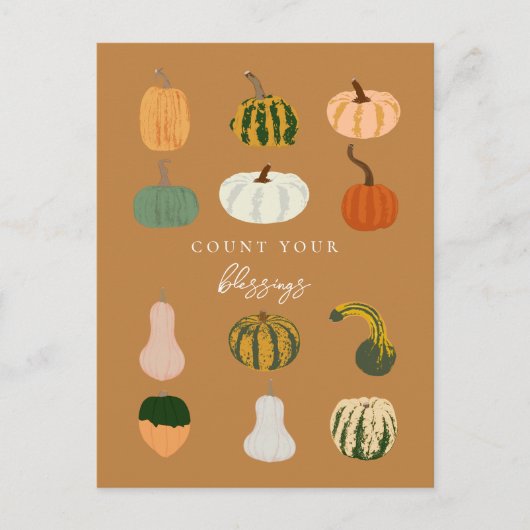 Pumpkins Fall | Zählen Sie Ihre Segnungen Postkarte (Vorderseite)
