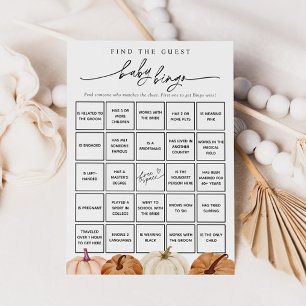 Pumpkins Finden Sie die Baby Bingo Game Card Einladung