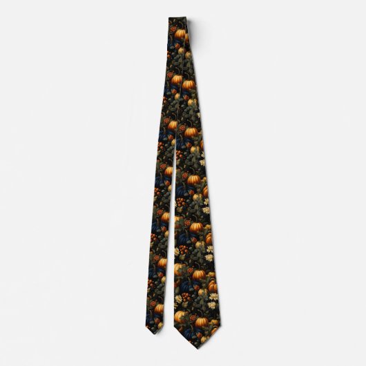 Pumpkins Floral Art Necktie Krawatte (Rückseite)