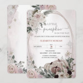 Pumpkins Floral Baby Dusche Einladung (Vorne/Hinten)