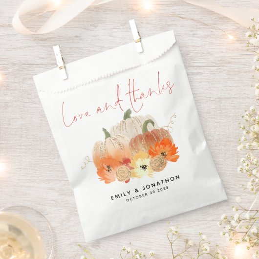 Pumpkins Florals Glitzer Hochzeit Liebe und Dank Geschenktütchen (Ausgeschnitten)