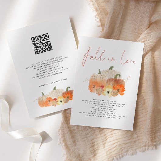 Pumpkins Florals Glitzer QR Code Fall in Liebe Einladung