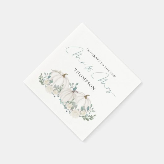 Pumpkins Florals Script Glückwunschs Mr. Wedding Serviette (Ecke)