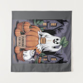 Pumpkins For Sale & Caffeine Ghost & Cat V2 Wandteppich (Vorderseite (Horizontal))