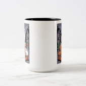 Pumpkins For Sale & Caffeine Ghost & Cat V2 Zweifarbige Tasse (Mittel)