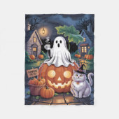 Pumpkins For Sale & Caffeine Ghost With Cat Fleecedecke (Vorderseite)