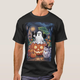 Pumpkins For Sale & Caffeine Ghost With Cat T-Shirt