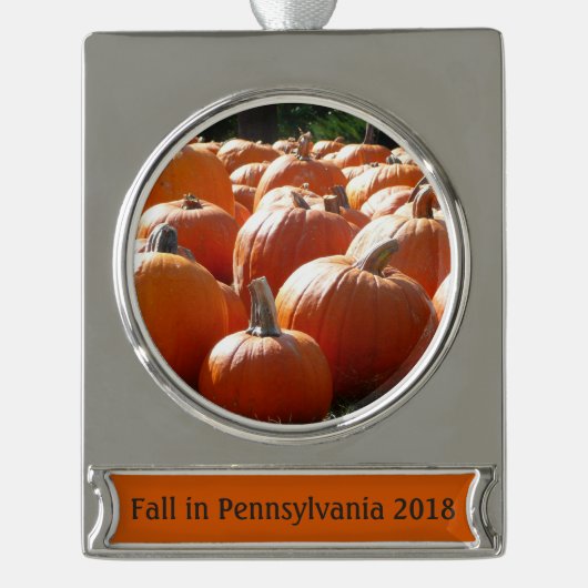 Pumpkins Foto für Herbst, Halloween oder Erntedank Banner-Ornament Silber (Vorderseite)