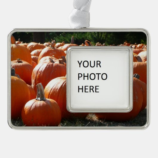 Pumpkins Foto für Herbst, Halloween oder Erntedank Rahmen-Ornament Silber (Vorderseite)