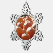 Pumpkins Foto für Herbst, Halloween oder Erntedank Schneeflocken Zinn-Ornament (Rechts)