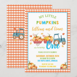Pumpkins Geburtstagsparty Harvest Twins  Einladung