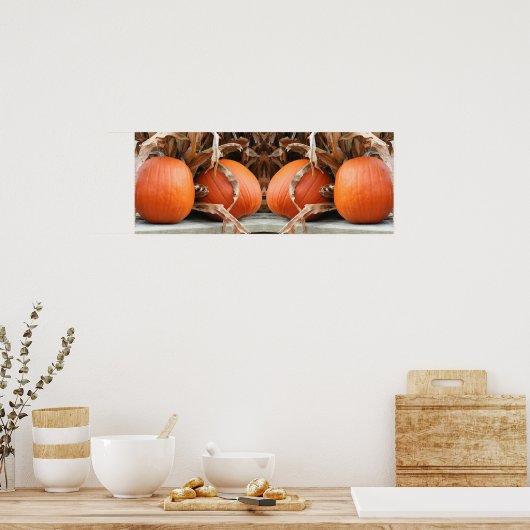 Pumpkins Getrocknete Maisstähle Mirror Abstrakt Poster (Küche)
