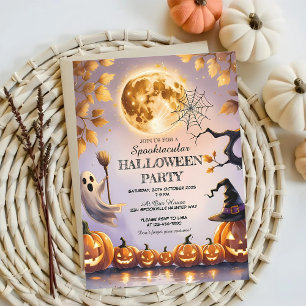 Pumpkins, Ghost und Vollmond Spooky-Halloween-Part Einladung