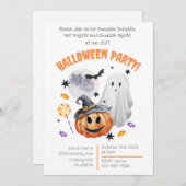 Pumpkins Ghouls & Bats Frights 2023 Halloween Einladung (Vorne/Hinten)