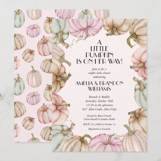 Pumpkins Girl Baby Shower Einladungen (Vorne/Hinten)