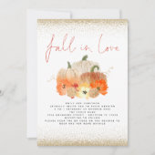 Pumpkins Gold Glitzer QR Code Fall in Liebe Hochze Einladung (Vorderseite)