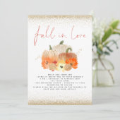 Pumpkins Gold Glitzer QR Code Fall in Liebe Hochze Einladung (Stehend Vorderseite)