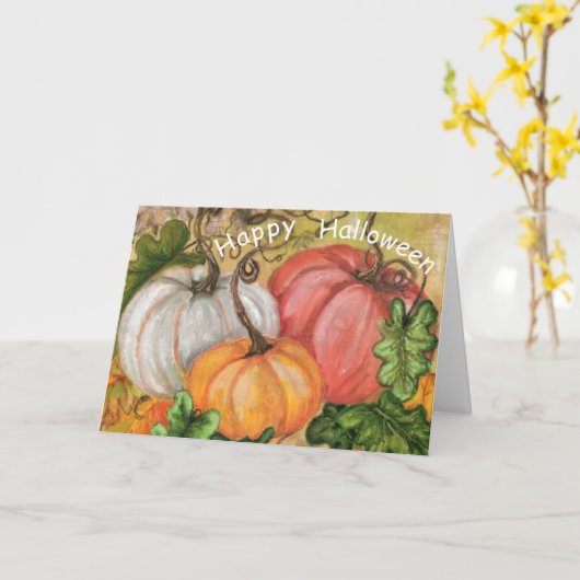 Pumpkins Halloween Card - Malerei Karte (Gelbe Blume)