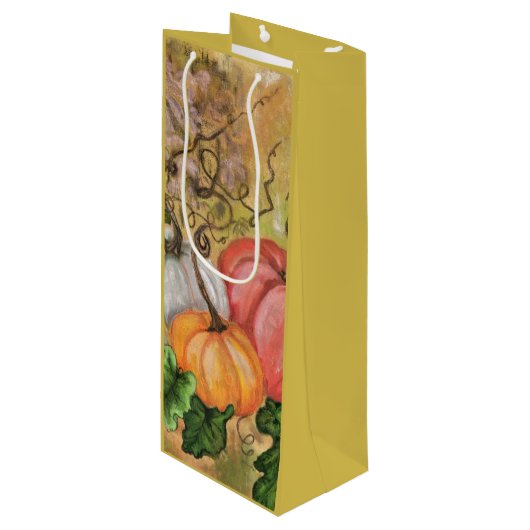 Pumpkins Halloween-Geschenktasche - Malerei Geschenktüte Für Weinflaschen (Vorderseite Schrägansicht)