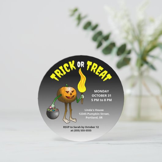 Pumpkins Halloween Trick oder Treat Party Einladung (Stehend Vorderseite)