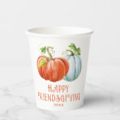 Pumpkins Happy Friendsgiving brennender orangefarb Pappbecher (Vorderseite)