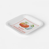 Pumpkins Happy Friendsgiving brennender orangefarb Pappteller (Gewinkelt)