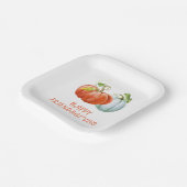 Pumpkins Happy Friendsgiving brennender orangefarb Pappteller (Gewinkelt)