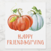 Pumpkins Happy Friendsgiving brennender orangefarb Weinetikett (Einzelnes Label)