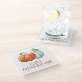 Pumpkins Happy Friendsgiving verbrannte Orange Glasuntersetzer