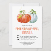 Pumpkins Happy Friendsgiving verbrannte orange Inv Einladung (Vorderseite)