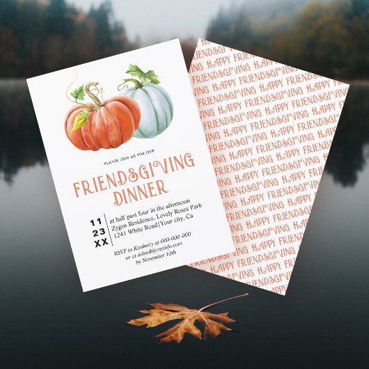 Pumpkins Happy Friendsgiving verbrannte orange Inv Einladung