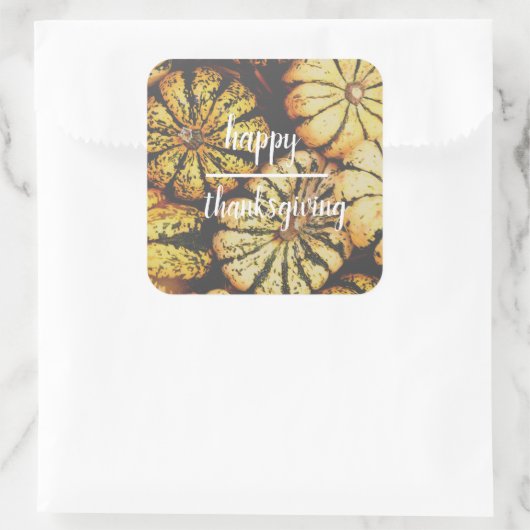 Pumpkins Happy Thanksgiving Quadratischer Aufkleber (Tasche)