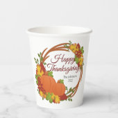 Pumpkins Herbstlaube Wreath Happy Thanksgiving Pappbecher (Rückseite)