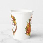 Pumpkins Herbstlaube Wreath Happy Thanksgiving Pappbecher (Rechts)