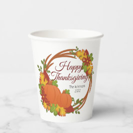 Pumpkins Herbstlaube Wreath Happy Thanksgiving Pappbecher