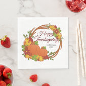 Pumpkins Herbstlaube Wreath Happy Thanksgiving Serviette (Beispiel)