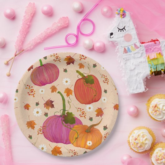 Pumpkins Herbstlaubs Muster Pappteller (Party)