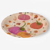 Pumpkins Herbstlaubs Muster Pappteller (Schrägansicht)