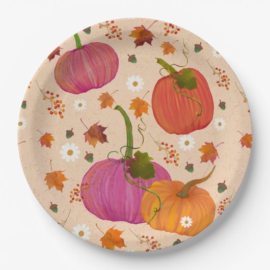 Pumpkins Herbstlaubs Muster Pappteller (Vorderseite)