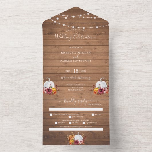 Pumpkins Hochzeiten in einem einzigen All In One Einladung (Innen Boden)